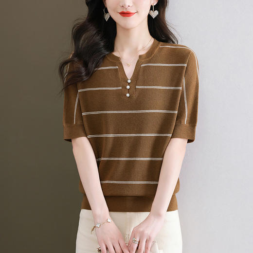 洋气减龄显瘦上衣，时髦薄款冰丝体恤CC- 5-5906 商品图0