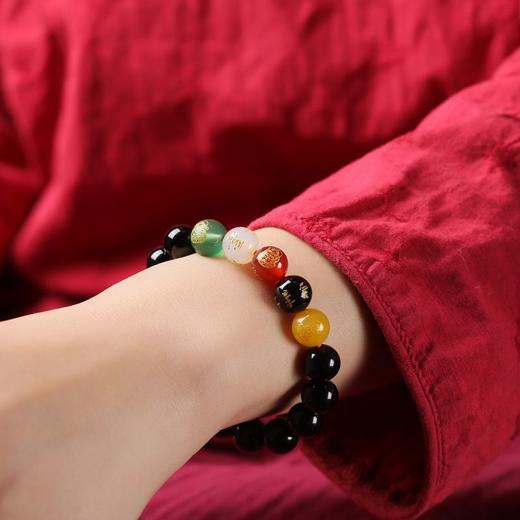 珩钻  新中式五路财神男款黑玛瑙手串国潮手链10mm 商品图4