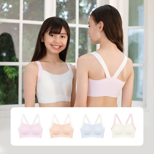 likeuu发育期少女内衣女大童初高学生V字宽肩带少女文胸ZY 商品图4