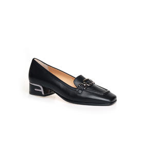 豪麟名鞋进口迪嘉女鞋乐福鞋羊皮革F24203P黑色