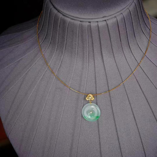 龢盒原创 小精品金丝飘阳绿平安扣吊坠 商品图2