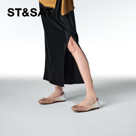 星期六渐变水钻方头蝴蝶结平底单鞋SSC3111086 商品图2