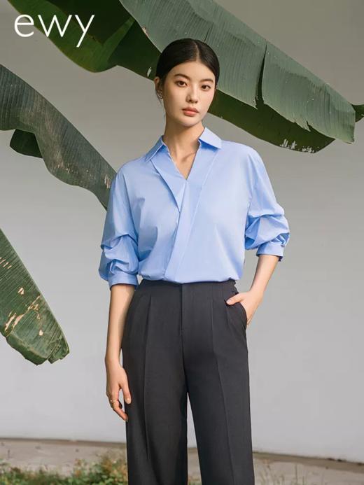 ewy2024春夏新款优雅白色衬衫女通勤上班内搭法式白领复古上衣OL 商品图5