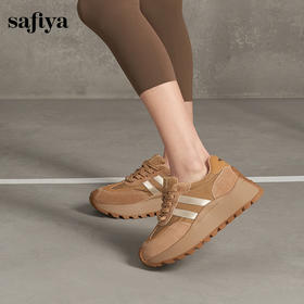 Safiya/索菲娅2024秋复古松糕拼色轻便百搭增高运动休闲阿甘鞋 SF43112099
