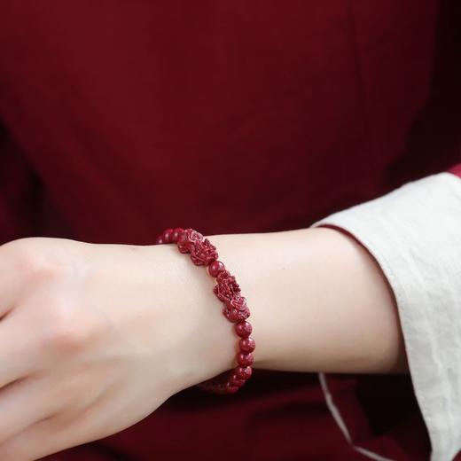 珩钻  国潮系列瑞兽双韵手串高质朱砂手链6mm 商品图4