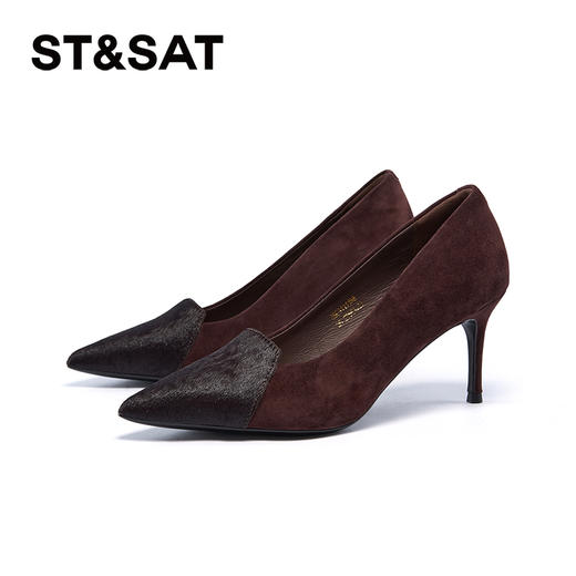 星期六高级感马毛拼接尖头细高跟SSC3111158 商品图7