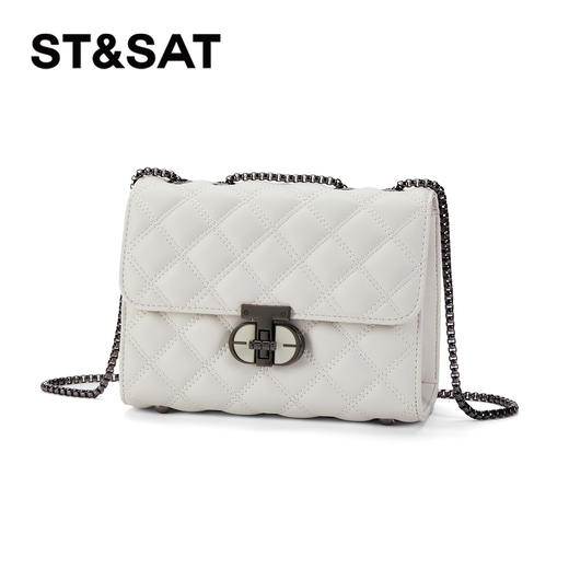 星期六优雅菱纹链条单肩包SSC521A01N 商品图1