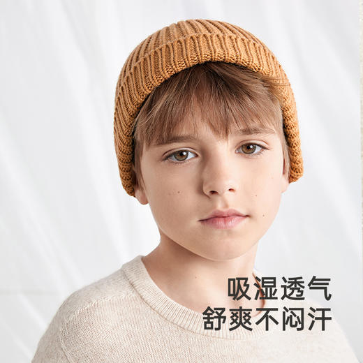 英氏婴儿帽子秋冬毛织弹力圆帽男童帽子时尚羊毛帽子 商品图3