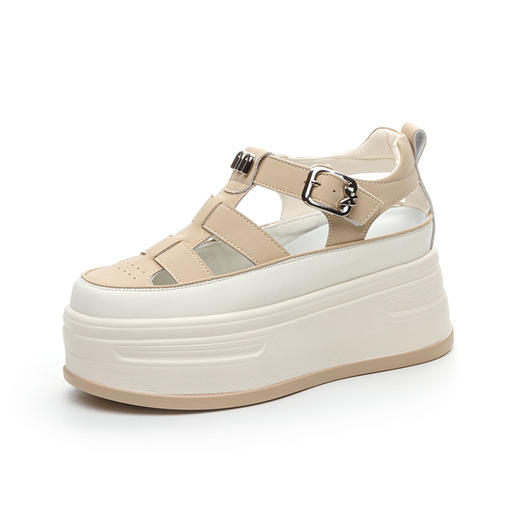 真皮增高7CM包头凉鞋，夏季新款厚底罗马洞洞鞋 JC6660 商品图3