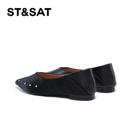 星期六气质尖头马毛皮平底单鞋SSC3111163 商品图7