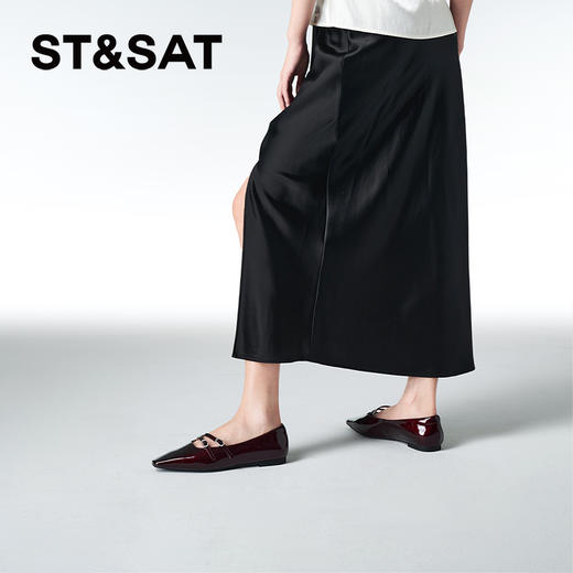 星期六质感镜面小方头平底单鞋SSC3111320 商品图3