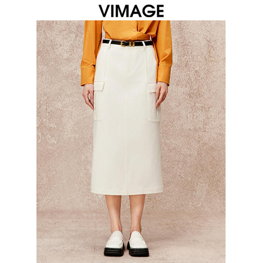 VIMAGE纬漫纪高腰包臀开叉显瘦时尚半身裙秋季新款V2206803 商品图0