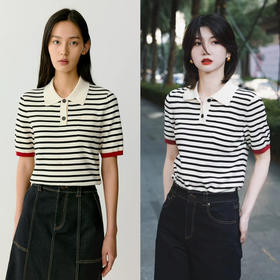小禾1:1 24早秋｜通勤简约单口袋知性POLO领短袖针织衫上衣【包邮+三天无理由退huan】
