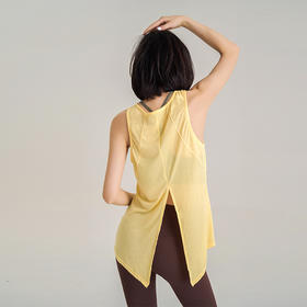 【莱赛尔天丝】后背开叉可系结背心罩衫 瑜伽轻薄圆领无袖上衣
