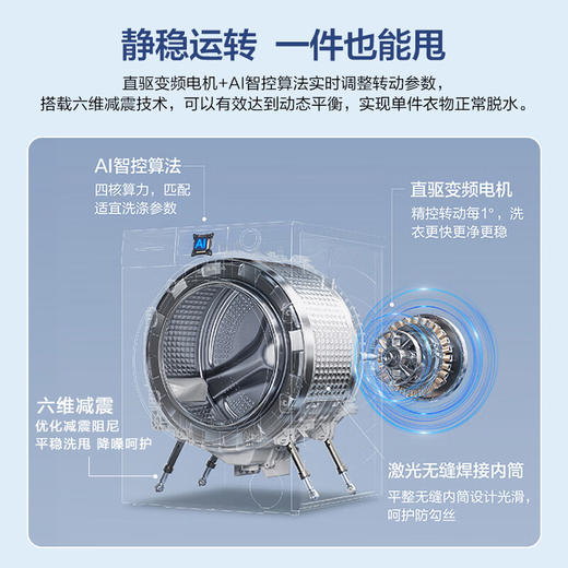 【朗境X11系列】海尔10公斤全自动滚筒洗衣机超薄直驱大容量精华洗家用双智能投放1.12洗净比 羊毛绿标 576洗脱一体+1.12洗净比+直驱精华洗 商品图3