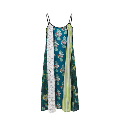 两三事 【春日回信】复古拼布雪纺吊带连衣裙 S23XLY049 商品图4