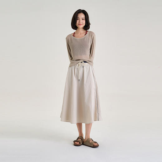 【100%尼龙】户外耐磨防水工装裙 双腰头撞色抽绳松紧A字伞裙 梨形身材半身裙 商品图7