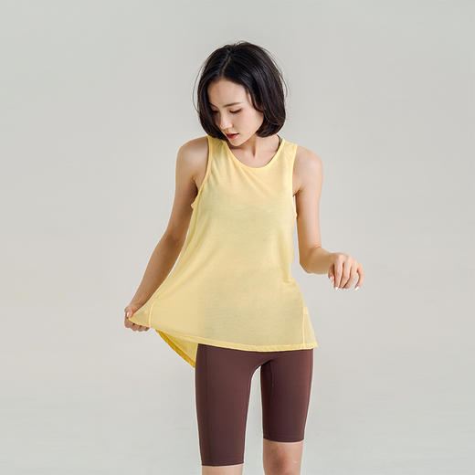 【莱赛尔天丝】后背开叉可系结背心罩衫 瑜伽轻薄圆领无袖上衣 商品图2