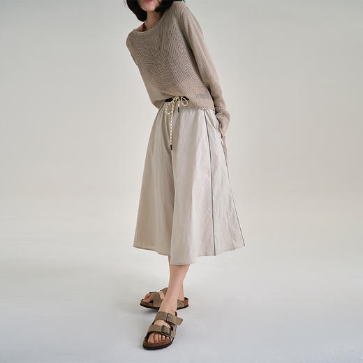 【100%尼龙】户外耐磨防水工装裙 双腰头撞色抽绳松紧A字伞裙 梨形身材半身裙 商品图6