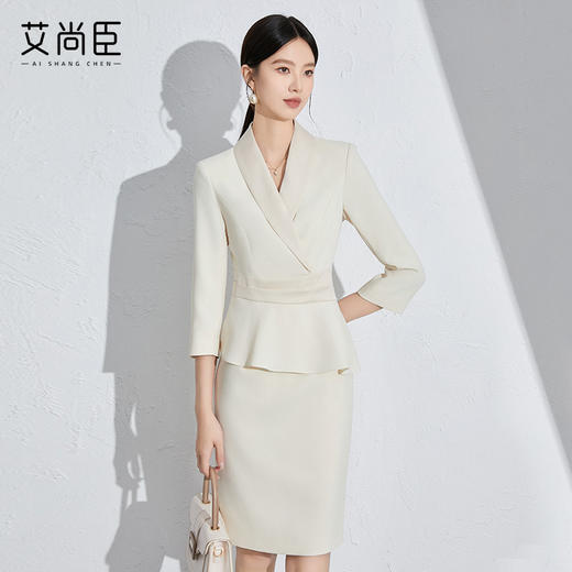 艾尚臣气质女神范连衣裙秋季新款时尚职业修身女装教师前台工作服 商品图0