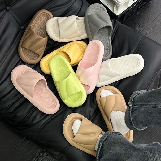 【YW】无忧购纯色潮流波浪纹软底男女款情侣居家外穿凉拖鞋9297（截单后7天发货) 商品图0