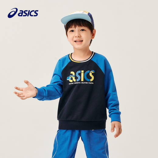 【商城同款】ASICS/亚瑟士童装撞色插肩袖长袖卫衣T恤柔软亲肤秋 商品图1