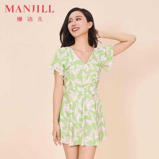 【商场同款】熳洁儿 女士泳衣碎性感V领连体裙泳衣24206316 商品图0