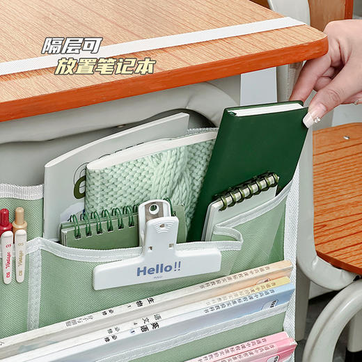 【多分层整理图书！多功能书袋】采用加厚牛津布防水耐用，使用加厚PU防滑垫，挂带，后绑带三重防滑，桌面无扣不硌手，课桌收纳学生教室书桌收纳神器挂书袋Y 商品图2