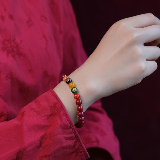 珩钻  国潮系列五路财神高质朱砂手链6mm 商品图5
