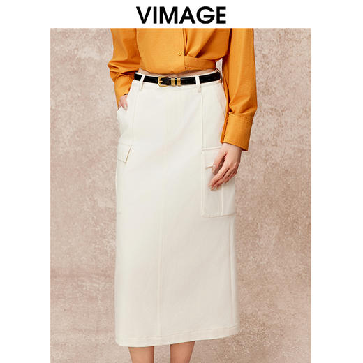 VIMAGE纬漫纪高腰包臀开叉显瘦时尚半身裙秋季新款V2206803 商品图4