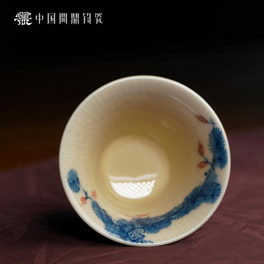 问鼎钧瓷鹅黄青花听雅杯碟组（青松常在） 商品图3