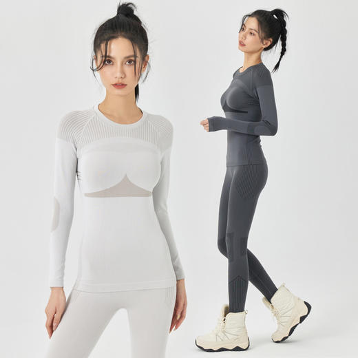 Leorrey乐拉运动保暖内搭透气高弹设计感户外运动健身套装 商品图3