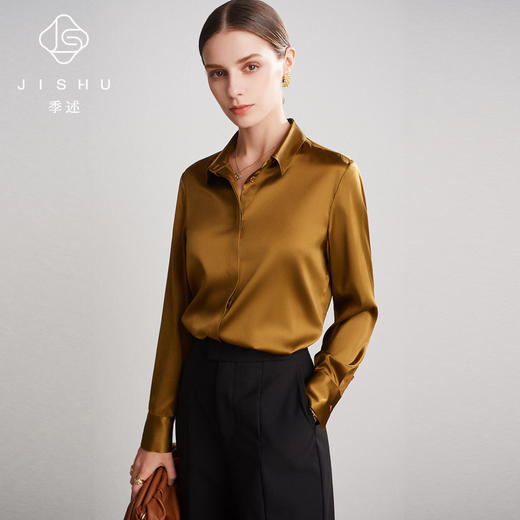 白衬衫女真丝上装时尚外穿2024新款春夏季薄款桑蚕丝翻领长袖衬衣 商品图3