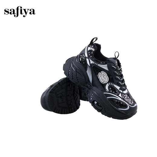 Safiya/索菲娅2024秋 潮酷厚底亮片薄网透气休闲运动增高老爹鞋 SF43112426 商品图2