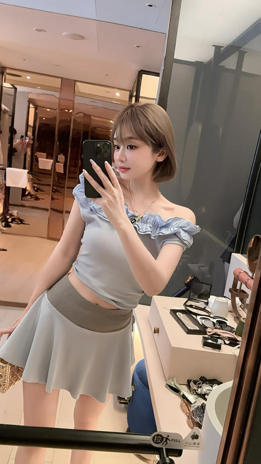 清仓捡漏  LINCHAOZHANG私服定制系列  LC240501荷叶边上衣LQ240321 腰封半裙 商品图1