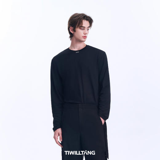 TIWILLTANG启世录“黯静澈欤”基础升级长袖上衣宽松打底T恤薄款 商品图3