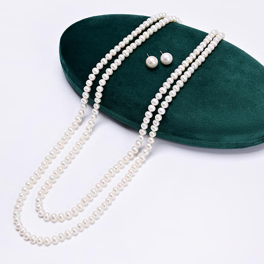 ysxb-07007【云赏珠宝】高品质双圈叠戴多种戴法天然淡水珍珠项链强光毛衣链 商品图2