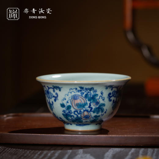 问鼎鼎青青花压手杯（南瓜图） 商品图0