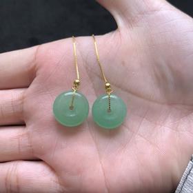 玉美人菲菲HZ*S925东陵玉平安扣耳线