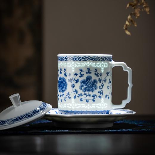 富玉 |  景德镇青花玲珑陶瓷水杯国色灵韵办公杯套组礼盒装伴手礼 商品图3