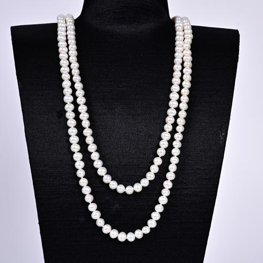 ysxb-07007【云赏珠宝】高品质双圈叠戴多种戴法天然淡水珍珠项链强光毛衣链 商品图4