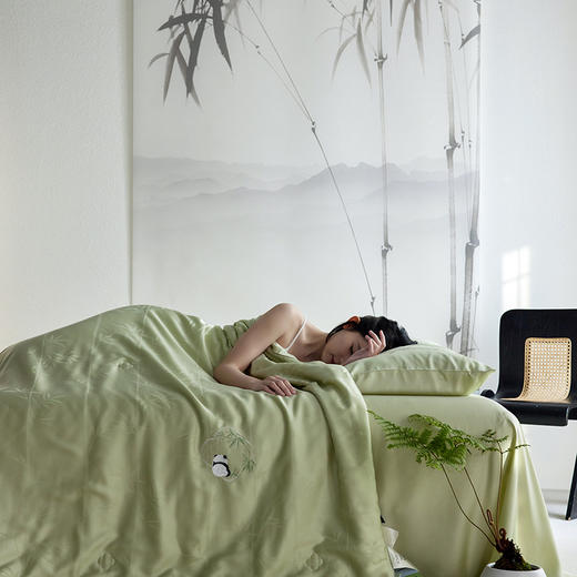 自然醒60支熊有成竹奥地利天丝提花刺绣夏被夏季丝滑凉爽空调被四件套可水洗薄被子TD 商品图7