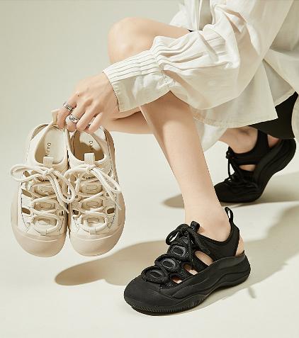 【2024年新款凉鞋，Savioke轻便镂空凉鞋】米白色/黑色，可游玩、可户外攀岩爬山、可日常穿。上脚轻便，百搭时尚款凉鞋，镂空设计更透气，排水效果好，脚床贴合足底，柔软防滑设计~ 商品图7