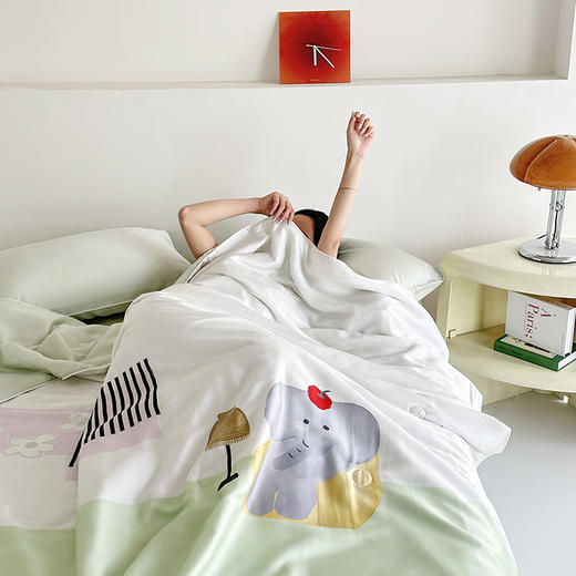 自然醒60支多巴胺大象奥地利兰精天丝数码印花夏被卡通可爱被子莱赛尔薄款被芯空调被夏季可机洗TD 商品图3