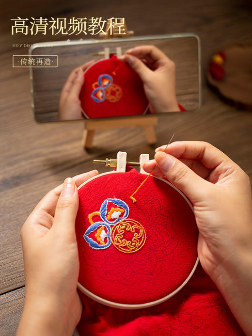 「吉祥如意+好运莲莲」双流苏藻井香囊刺绣材料包 商品图4