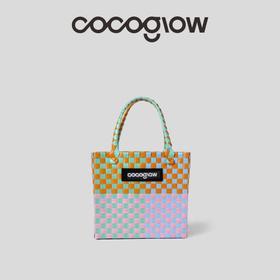 cocoglow·Pinky_Mint_粉色薄荷女士手提包手工工艺编织菜篮子新品中号