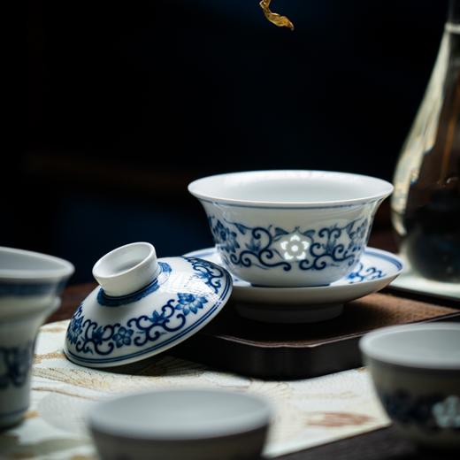富玉 景德镇玲珑瓷手绘茶具组合盖碗茶具 宝莲盖碗茶具 商品图1