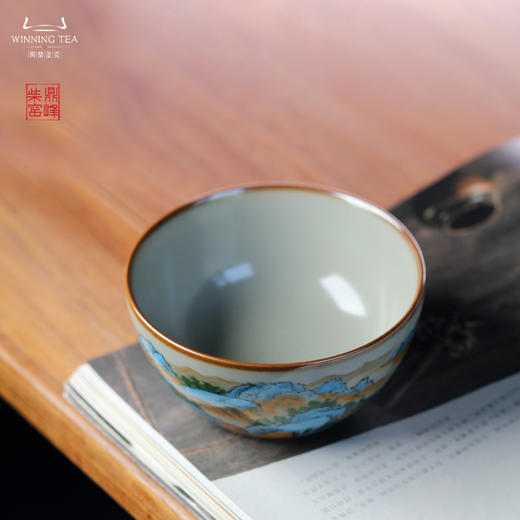 问鼎汝瓷鼎峰柴窑 观月杯（山水） 商品图1