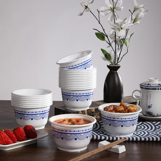 美丽雅一次性青花碗470ml*20只 商品图6