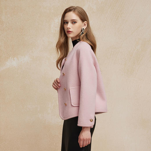 PH9162024新款双面呢小香风系列时尚减龄短款小个子箱型女式大衣 商品图2